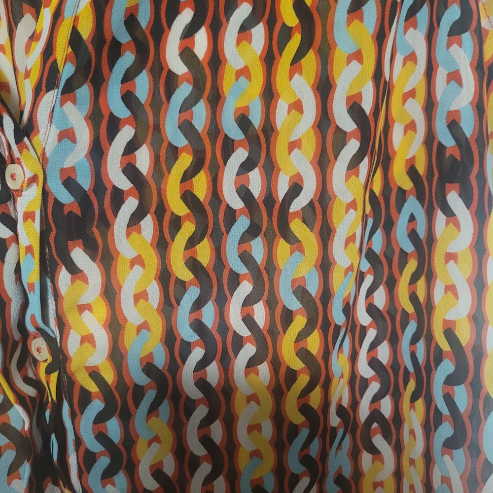 Banana Republic Chain Print Sleeveless Blouse Medium Retro Geometric Office Top - Picture 3 of 3